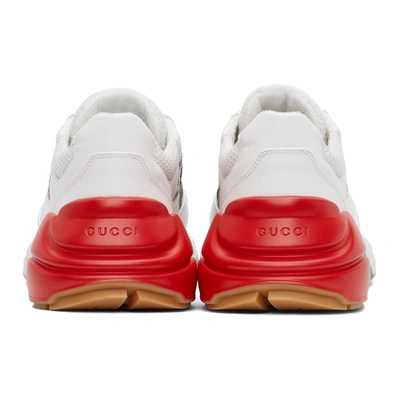 Shop Gucci White & Red Rython Sneakers In 9088 Gr.whi