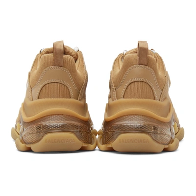 Shop Balenciaga Tan Clear Sole Triple S Sneakers In 2706 Light Camel