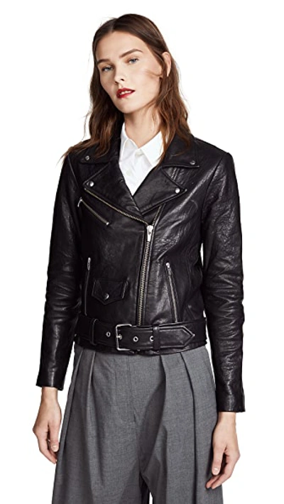 Shop Veda Jayne Classic Leather Jacket In Black