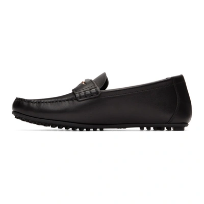 Shop Versace Black Leather Medusa Loafers In Kvo41 Black