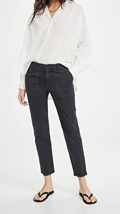 Nili Lotan Paris High-rise Silk Cropped Trousers In Carbon