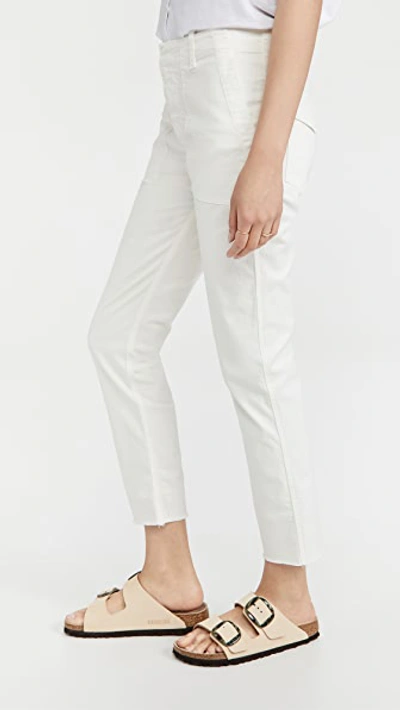 Nili Lotan Stretch Cotton Twill Crop Military Pants In Eggshell