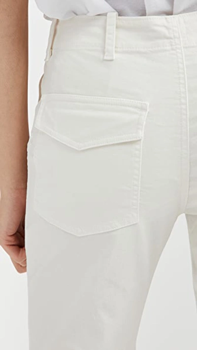Nili Lotan Stretch Cotton Twill Crop Military Pants In Eggshell