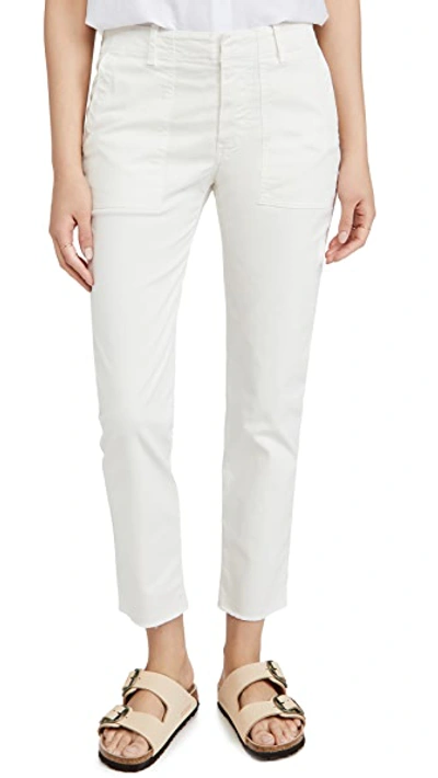Nili Lotan Stretch Cotton Twill Crop Military Pants In Eggshell