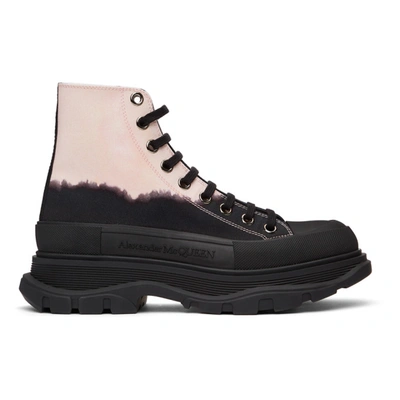 Shop Alexander Mcqueen Black & Pink Tread Slick Boots In 1116 Blackw