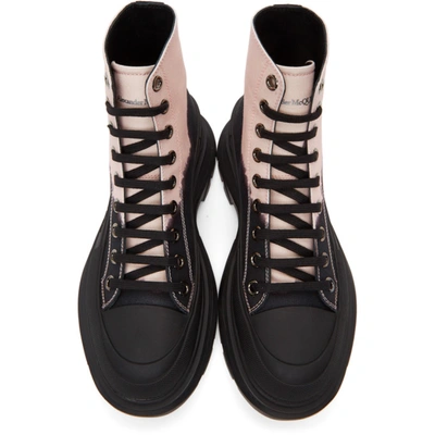 Shop Alexander Mcqueen Black & Pink Tread Slick Boots In 1116 Blackw