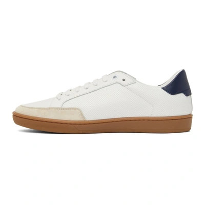 Shop Saint Laurent White & Navy Court Classic Sl/10 Sneakers In 9953 White/beige/bla