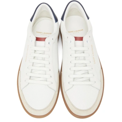 Shop Saint Laurent White & Navy Court Classic Sl/10 Sneakers In 9953 White/beige/bla