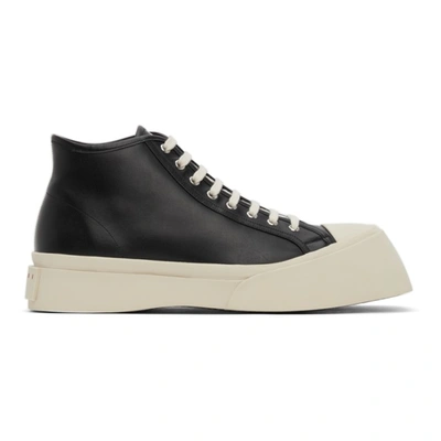 Shop Marni Black Leather Pablo High-top Sneakers In 00n99 Black