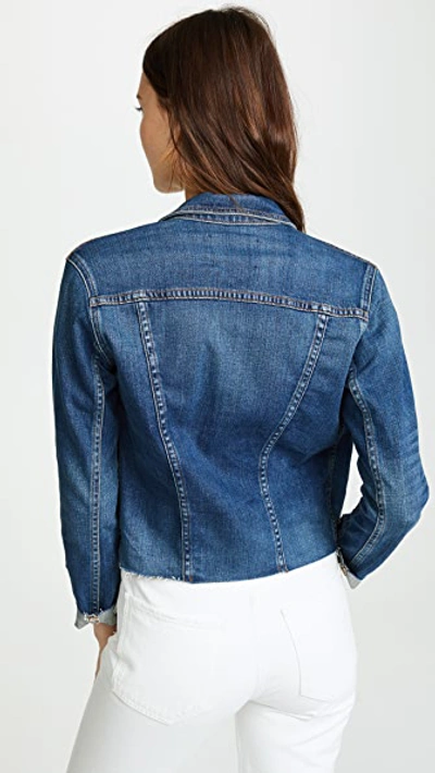 L Agence Janelle Slim-fit Distressed Denim Jacket In Authentique