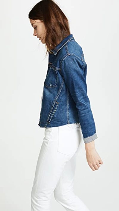 L Agence Janelle Slim-fit Distressed Denim Jacket In Authentique