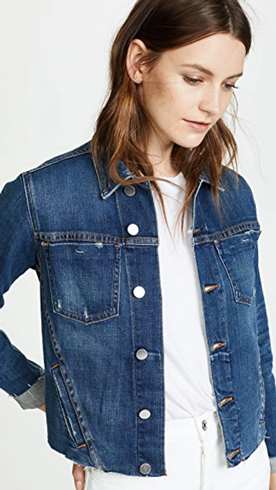 L Agence Janelle Slim-fit Distressed Denim Jacket In Authentique