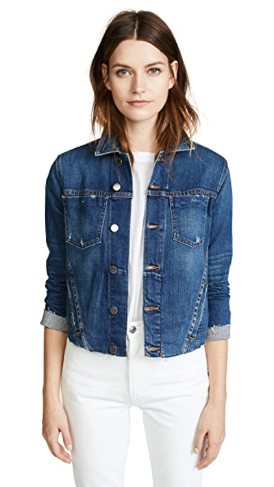 L Agence Janelle Slim-fit Distressed Denim Jacket In Authentique