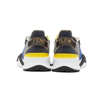 Shop Fendi Blue & Grey Suede 'flow' Sneakers In F1d0p Blue