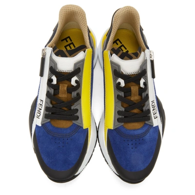 Shop Fendi Blue & Grey Suede 'flow' Sneakers In F1d0p Blue