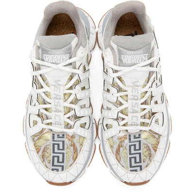 Shop Versace Grey & White Trigreca Sneakers In D014h Whtgl