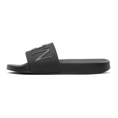 Shop Valentino Black 'vltn' Slides In N01 Nero/ne