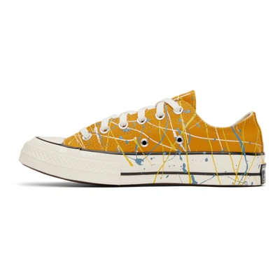 Shop Converse Orange Archive Paint Splatter Chuck 70 Low Sneakers In Sunflower Gold/egret
