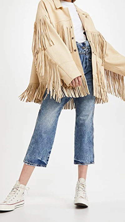 Shop R13 Fringe Jacket In Light Beige