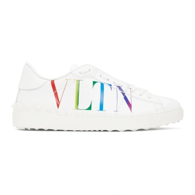 Shop Valentino White & Multicolor  Garavani 'vltn' Open Sneakers In 08v Bianco/