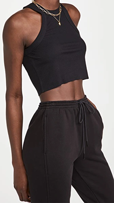 Wsly Rivington Ribbed Cropped Tank In Black
