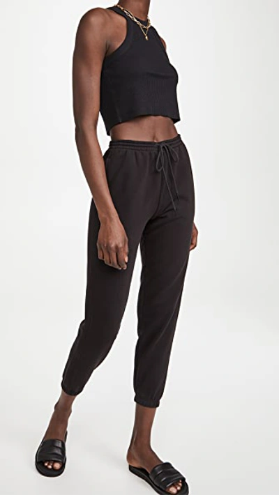Wsly Rivington Ribbed Cropped Tank In Black