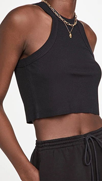 Wsly Rivington Ribbed Cropped Tank In Black