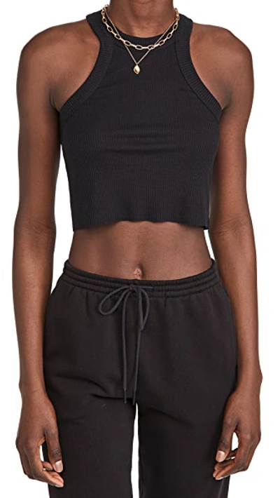 Wsly Rivington Ribbed Cropped Tank In Black