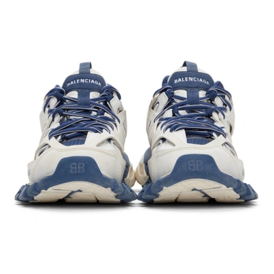 Shop Balenciaga White & Blue Track Sneakers In 9050 White/blue