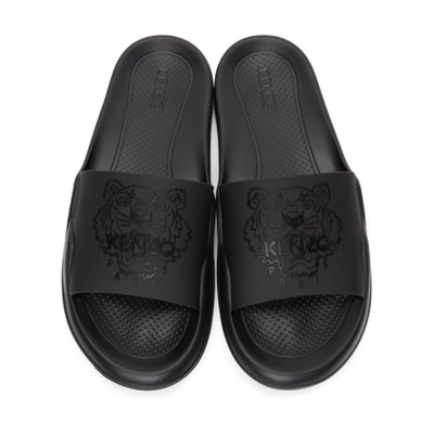 Shop Kenzo Black Tiger Pool Slides In 99 Black