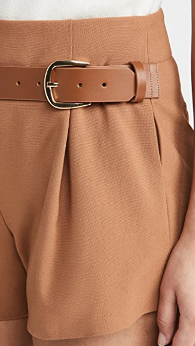 Shop Alice And Olivia Adelina Tag Belt Pleated Shorts In Camel