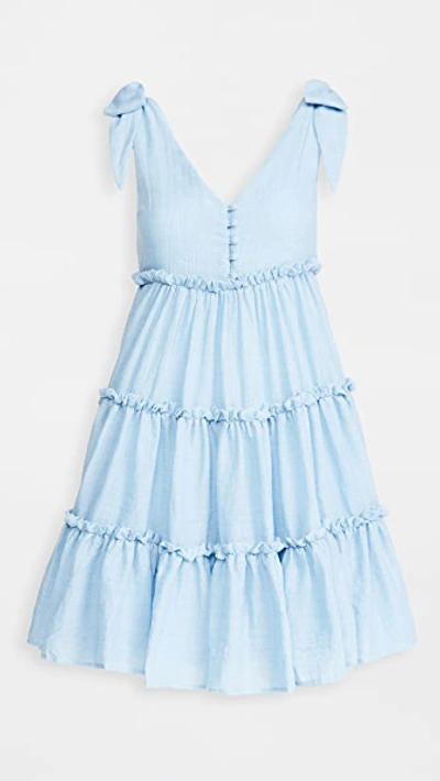 Shop English Factory Tie Shoulder Mini Dress In Blue