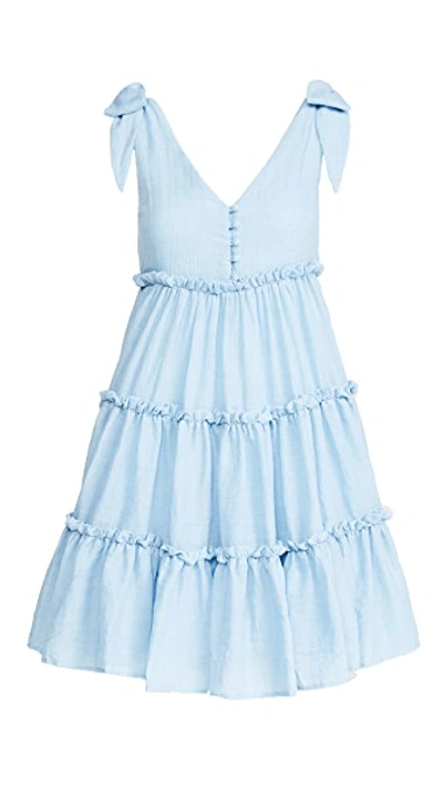 Shop English Factory Tie Shoulder Mini Dress In Blue