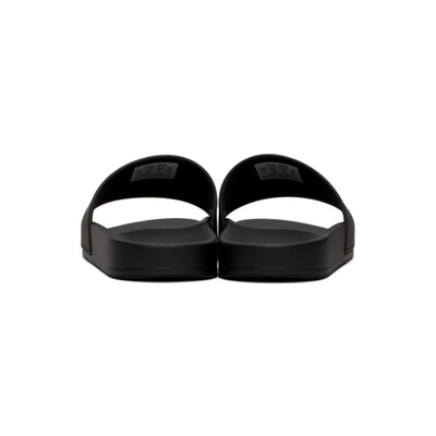 Shop Balenciaga Black & White Rubber Logo Pool Slides In 1006 Blkwht