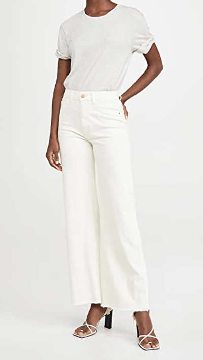 Shop Dl Hepburn Wide Leg High Rise Jeans Eggshell