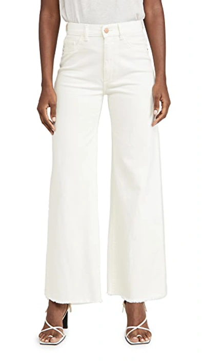 Dl 1961 Hepburn Wide Leg High Rise Jeans In Eggshell