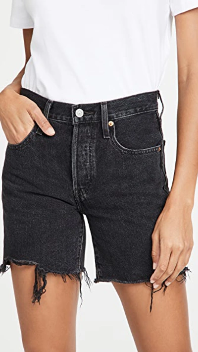 Levi's 501 Mid Thigh Shorts In Lunar Black