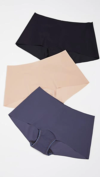 Hanky Panky Breathe Boyshorts 3 Pack In Black/taupe/granite