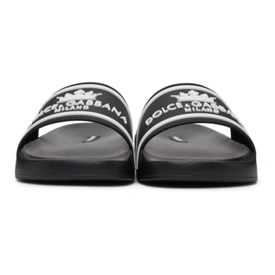 Shop Dolce & Gabbana Black & White Rubber Logo Slides In 89690 Nero/bianco