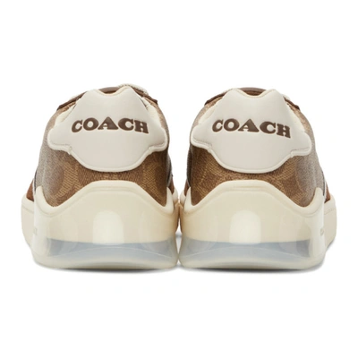 Shop Coach Brown & Tan Citysole Signature Court Sneakers In Tan/saddle