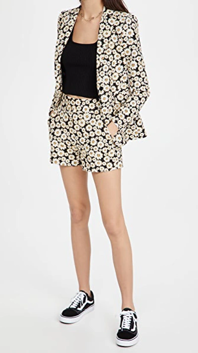 Shop Alice And Olivia Macey Notch Collar Fitted Blazer In Black/multi