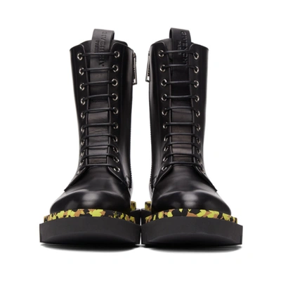 Shop Givenchy Black Leather Camo Combat Lace-up Boots In 001 Black