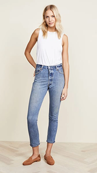 Shop Re/done X Levi's High Rise Ankle Crop Jeans In Indigo