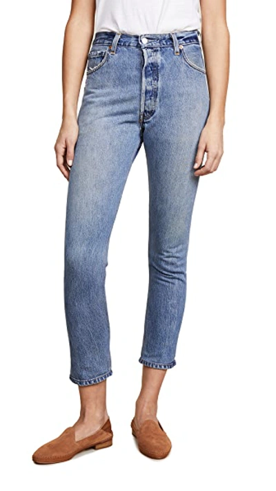 Shop Re/done X Levi's High Rise Ankle Crop Jeans In Indigo