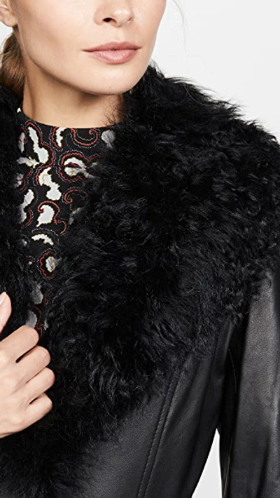 Saks Potts Foxy Shearling Trench Coat Black In Black