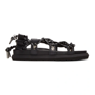 Shop Sacai Black Double Lace-up Sandals In Black 001