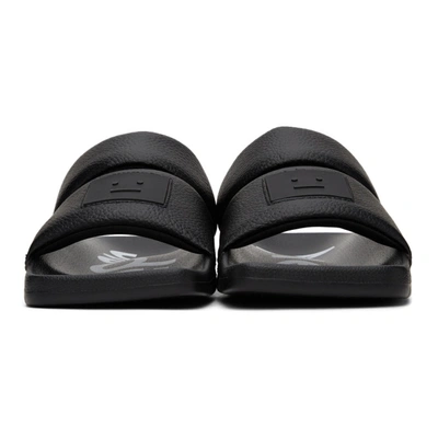 Shop Acne Studios Black Logo Flat Sandals In Black/black