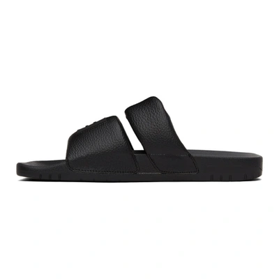 Shop Acne Studios Black Logo Flat Sandals In Black/black