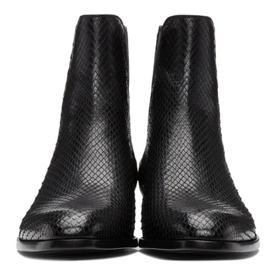 Shop Saint Laurent Black Python Wyatt Chelsea Boots In 1000 Black