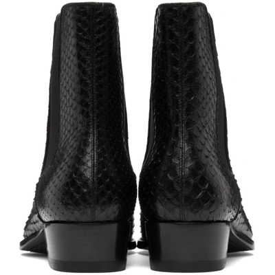 Shop Saint Laurent Black Python Wyatt Chelsea Boots In 1000 Black